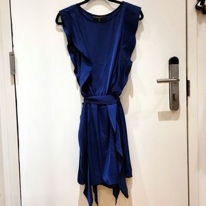 BCBGMaxAzria Danise Blue Depth Ruffle Dress Small